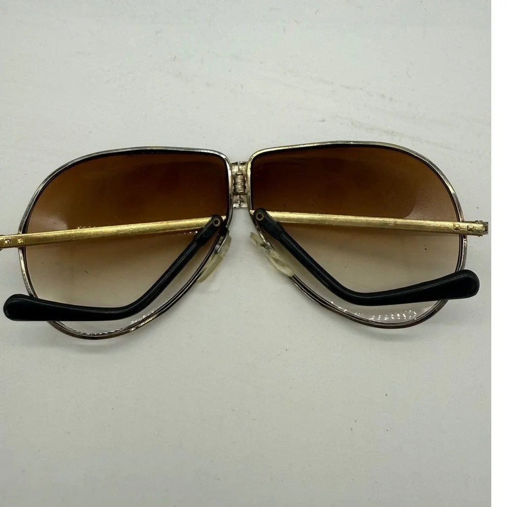 Vintage Motorcraft folding Sunglasses Aviator Gold Metal Frame carrying case‎
